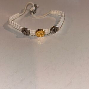Saint Benedict White and Gold Bracelet